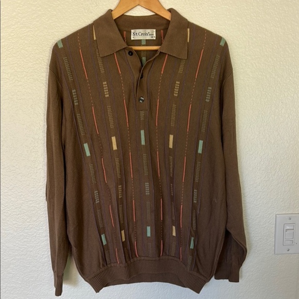 St. Croix shop sweater medium Brown Patterned Men's Sweater
